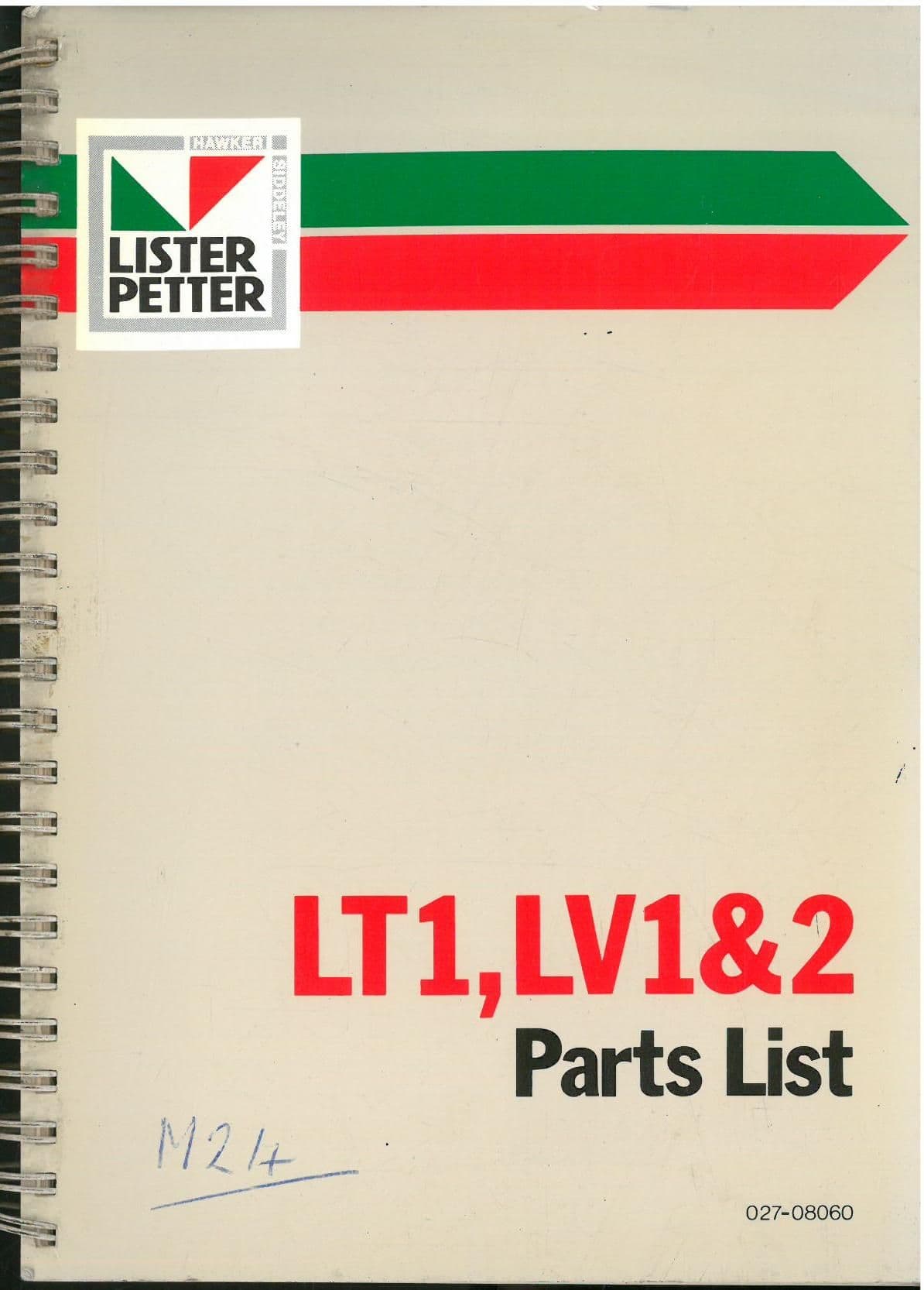 Lister Engine LT1,  LV1, LV2 Parts Manual