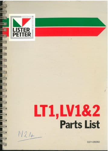 Lister Engine LT1,  LV1, LV2 Parts Manual