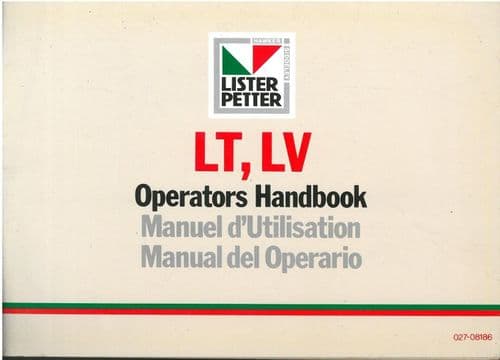 Lister Engine LT1 & LV1 Operators Manual -