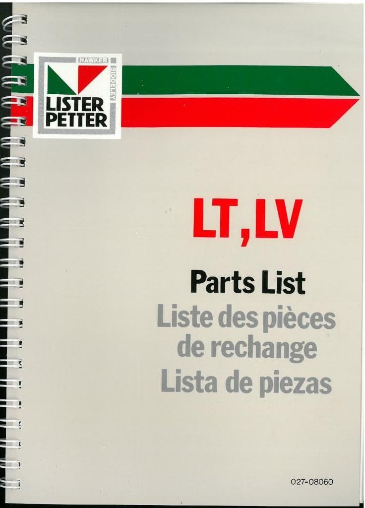 Lister Engine LT1 & LV1 Parts Manual