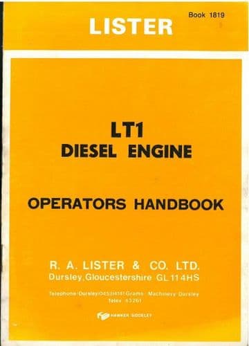 Lister Engine LT1 Operators Manual