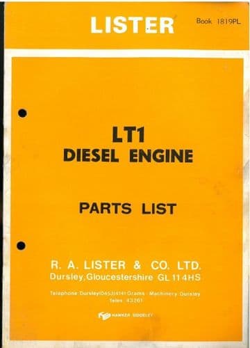 Lister Engine LT1 Parts Manual