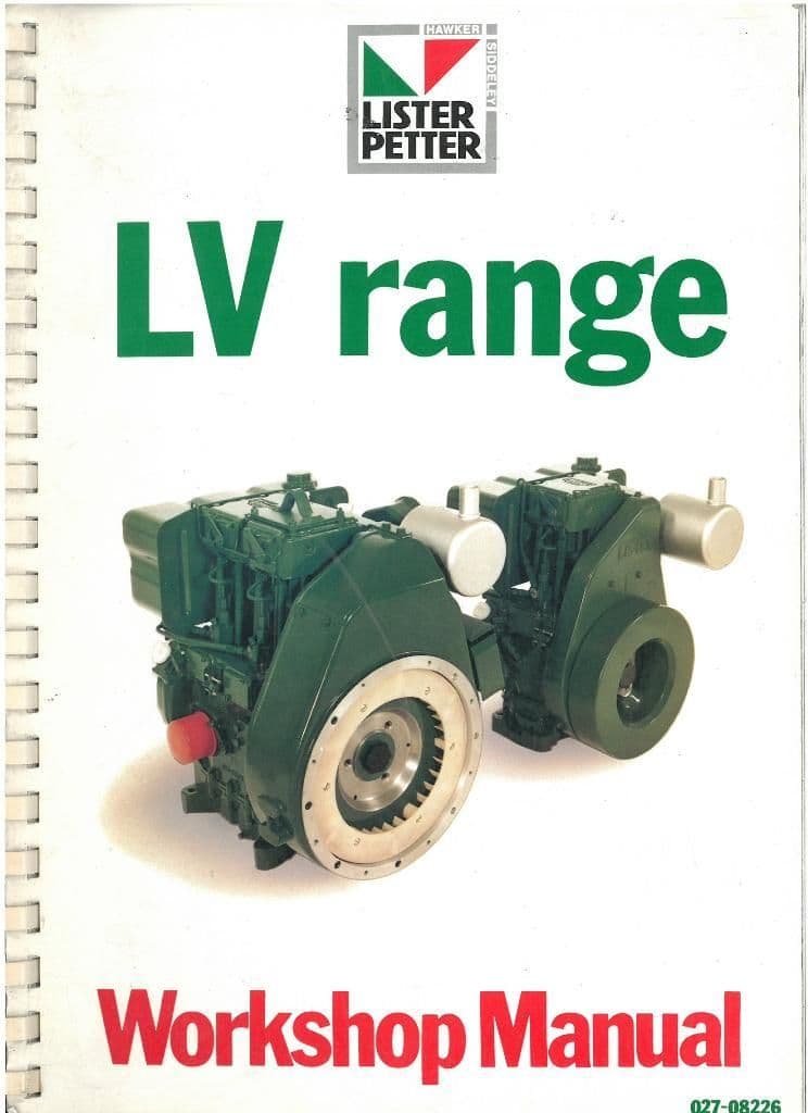 Lister Engine LV1 & LV2 Workshop Service Manual - For Industrial Applications