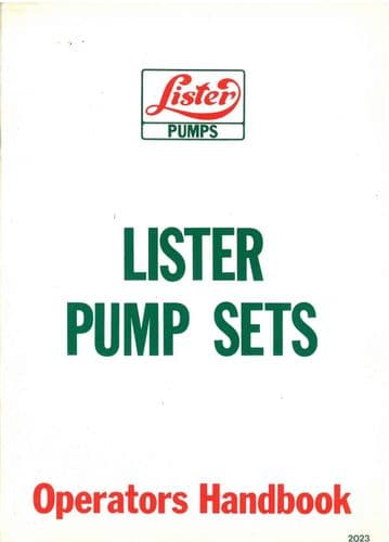 Lister Engine Pump Sets LT1, LV1, LV2, ST1, TS2 &TS3 Operators Manual