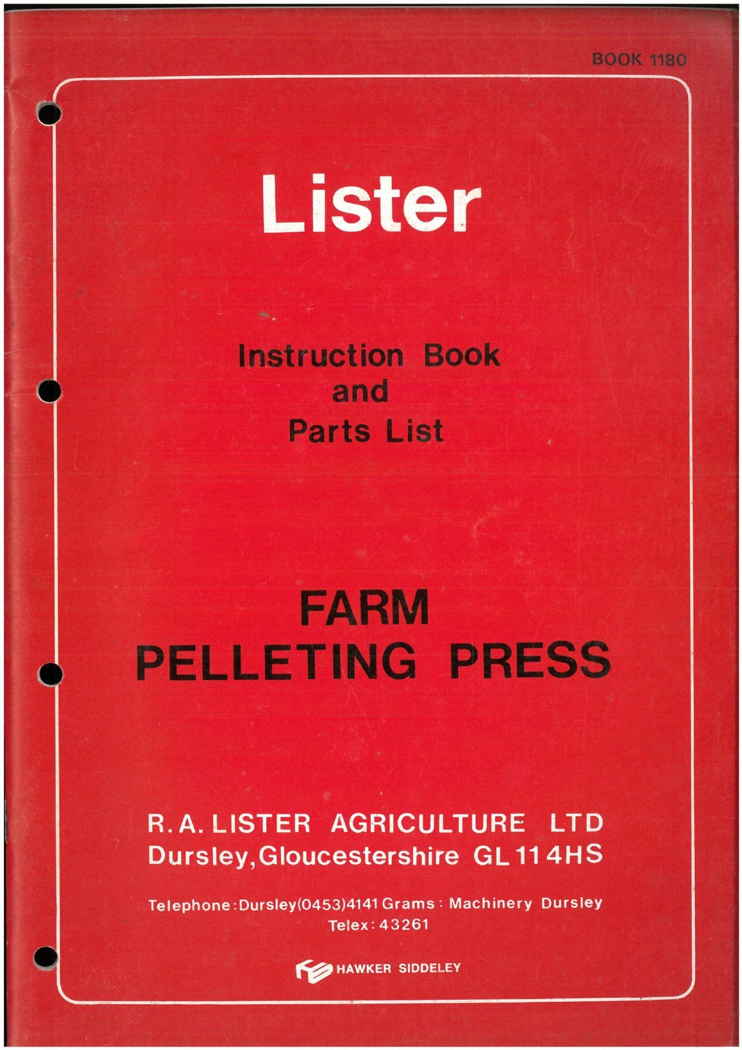 Lister Farm Pelleting Press Operators Manual with Parts List