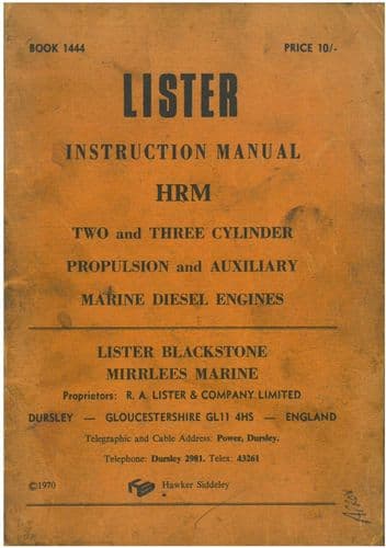 Lister Marine Diesel Engine HRM HR2 HR3 Operators Manual