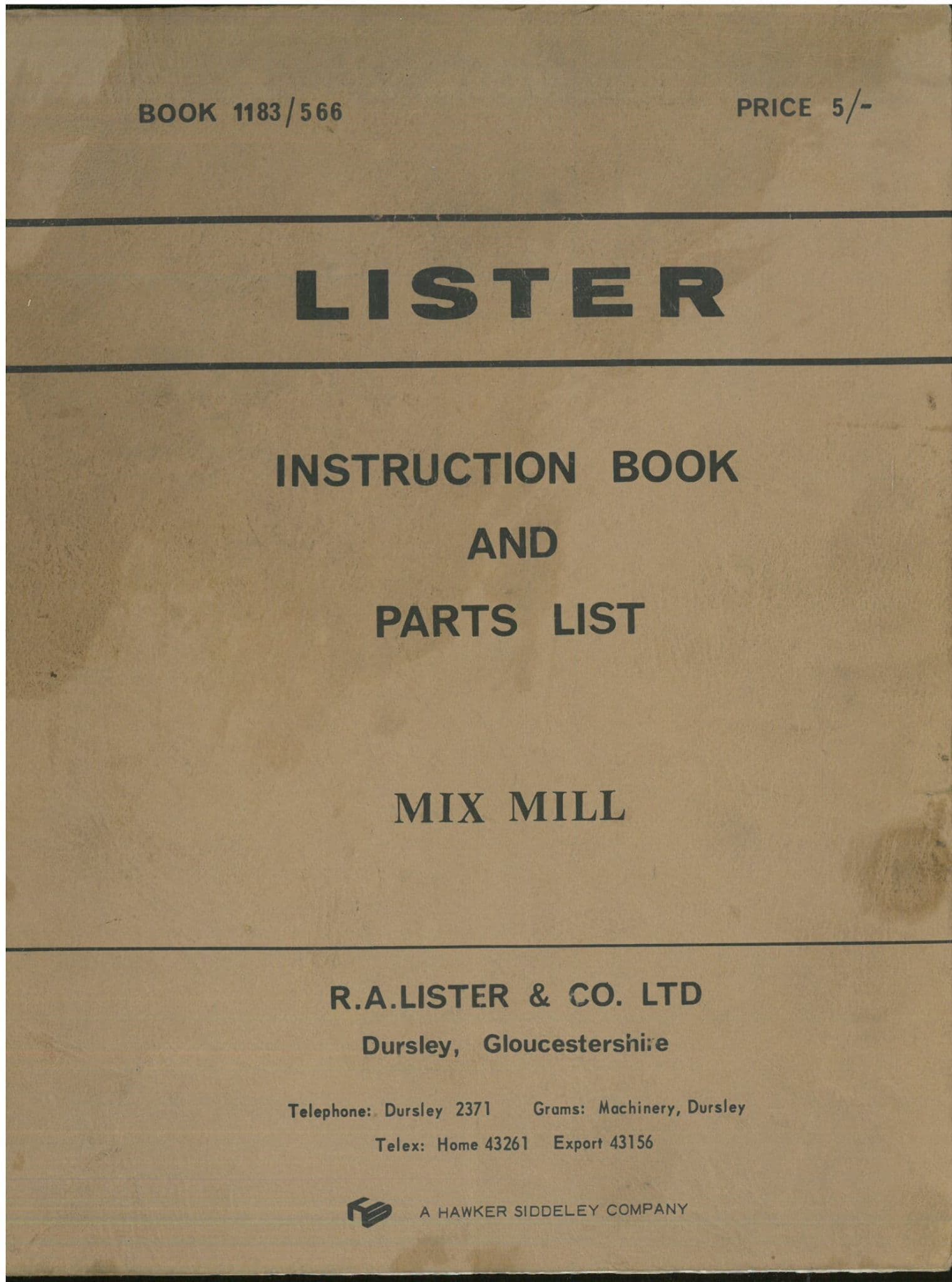 Lister Mill Mix Operators & Parts Manual