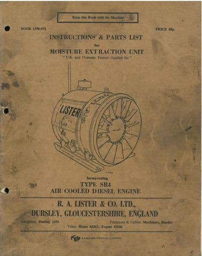 Lister Moisture Extraction Unit Inc. Type SR4 Operation And Parts List