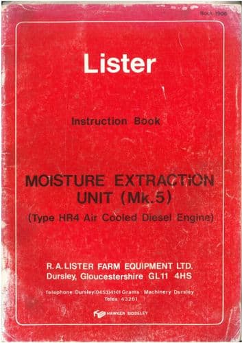 Lister Moisture Extraction Unit Mk.5 Operators Manual