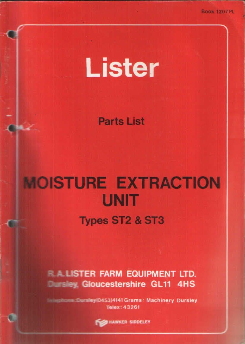 Lister Moisture Extraction Unit Parts Manual