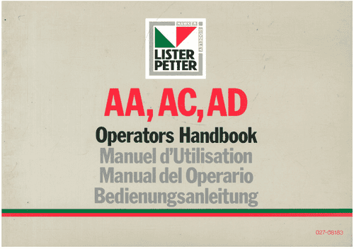Lister Petter Engine AA, AC & AD Operators Manual