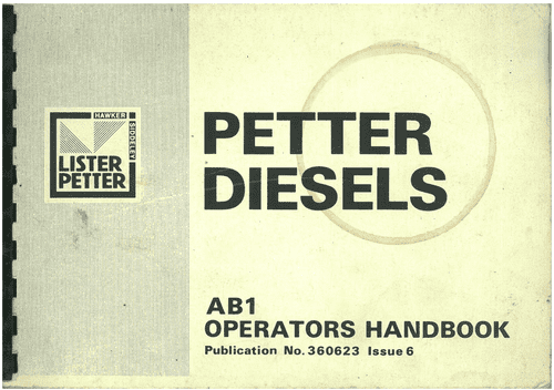 Lister Petter Engine AB1 Operators Manual