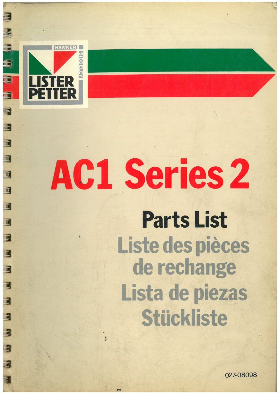 Lister Petter Engine AC1 Series 2 Parts Manual