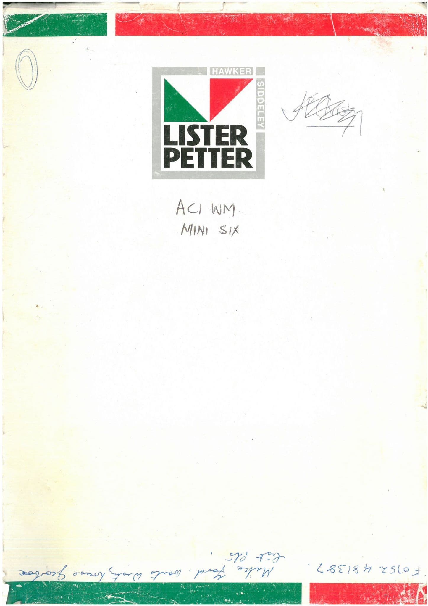 Lister Petter Engine AC1WM Mini Six Parts Manual AC1 WM