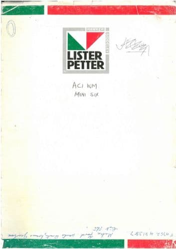 Lister Petter Engine AC1WM Mini Six Parts Manual AC1 WM