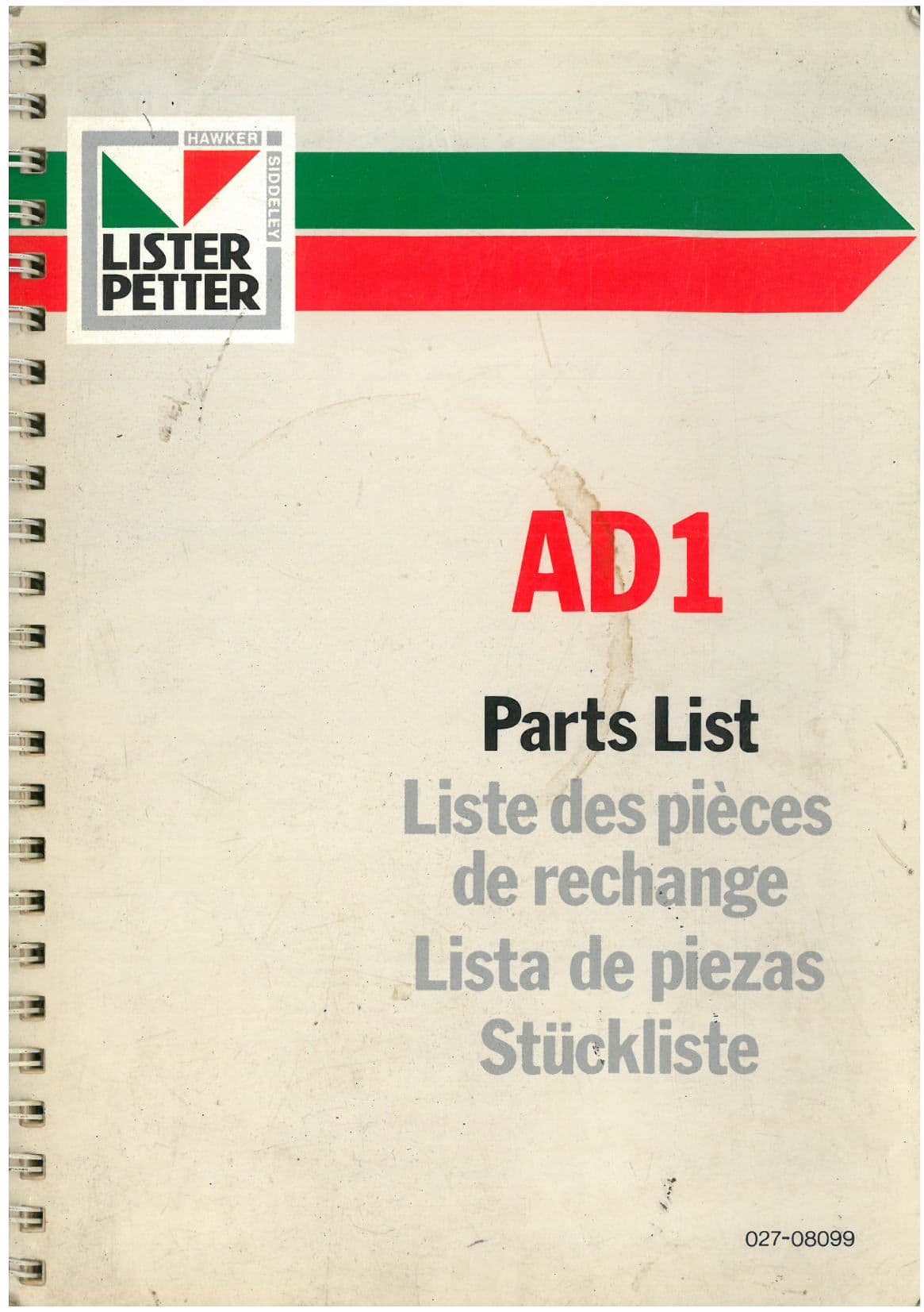 Lister Petter Engine AD1 Parts Manual