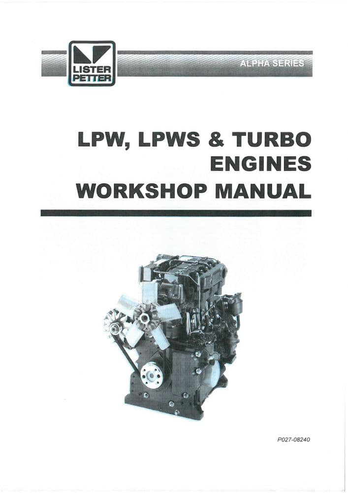 Lister Petter Engine Alpha Series LPW2 LPWS2 LPW3 LPWS3 LPW4 LPWT4