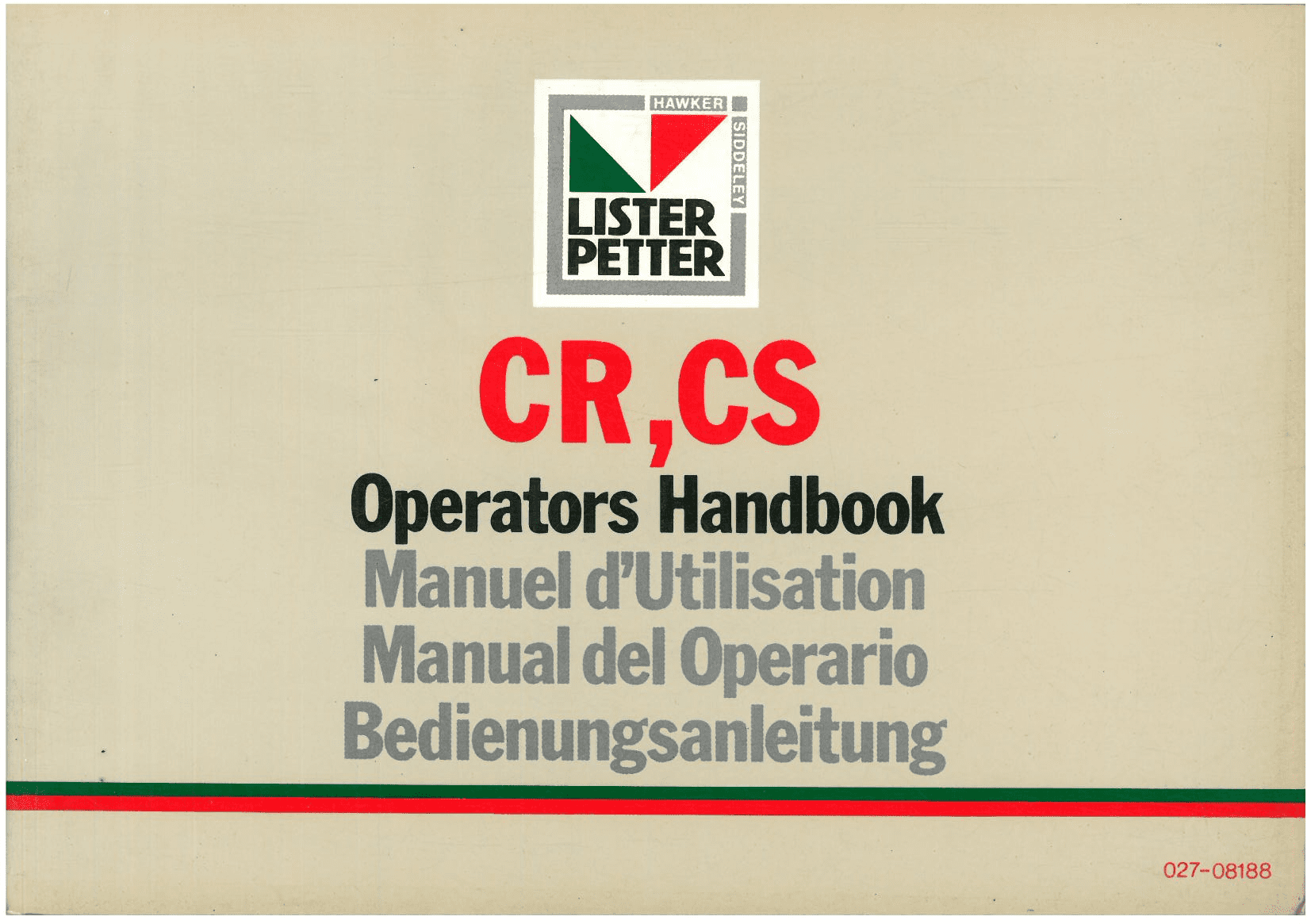Lister Petter Engine CR & CS Operators Manual