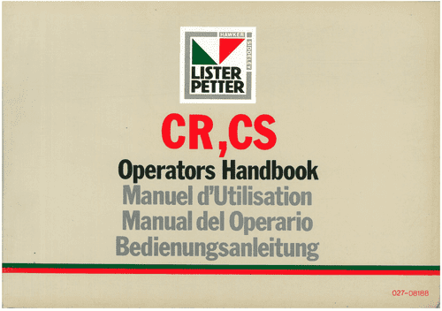 Lister Petter Engine CR & CS Operators Manual