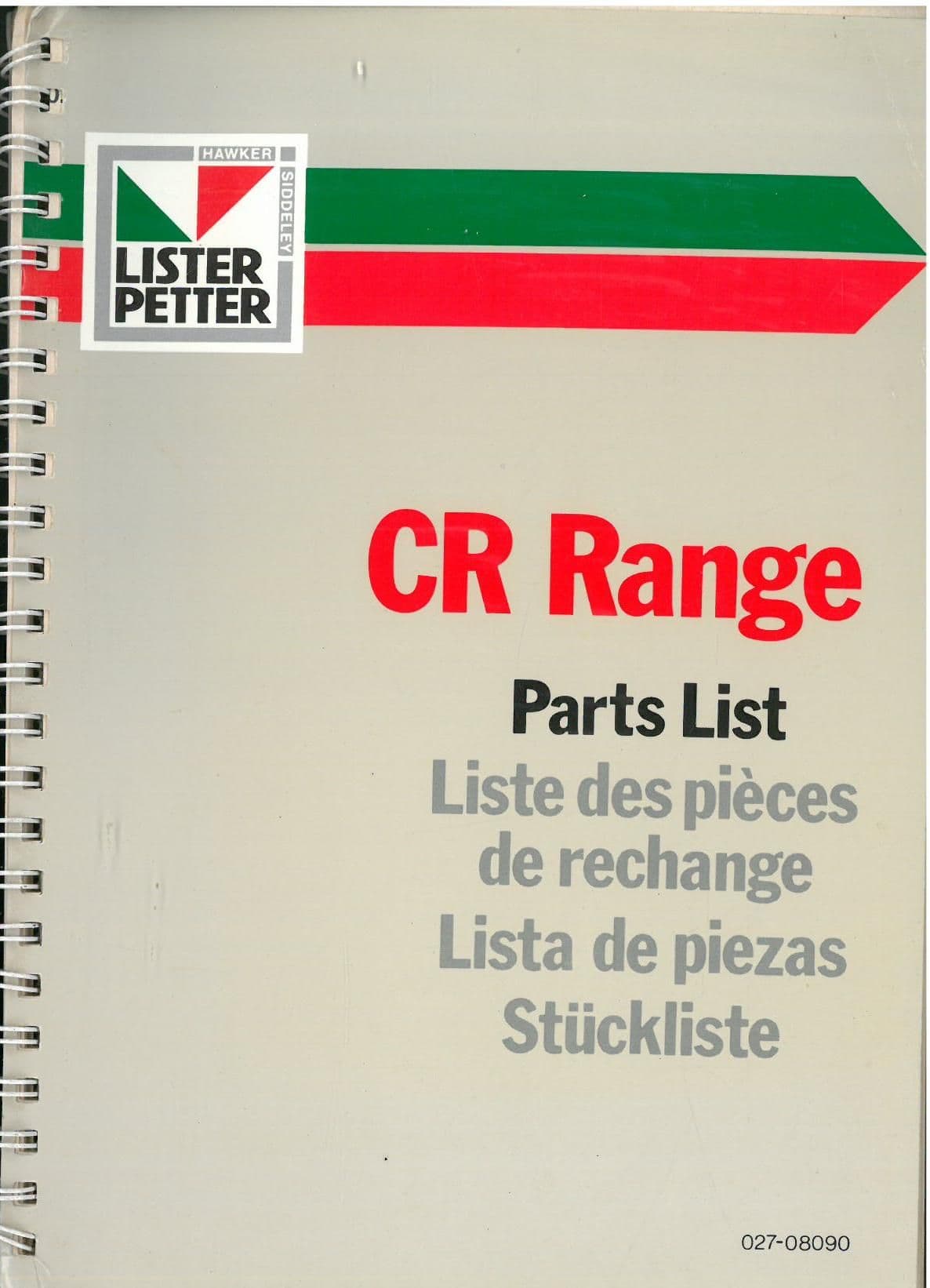 Lister Petter Engine CR Range - CR3 & CRK3 Parts Manual