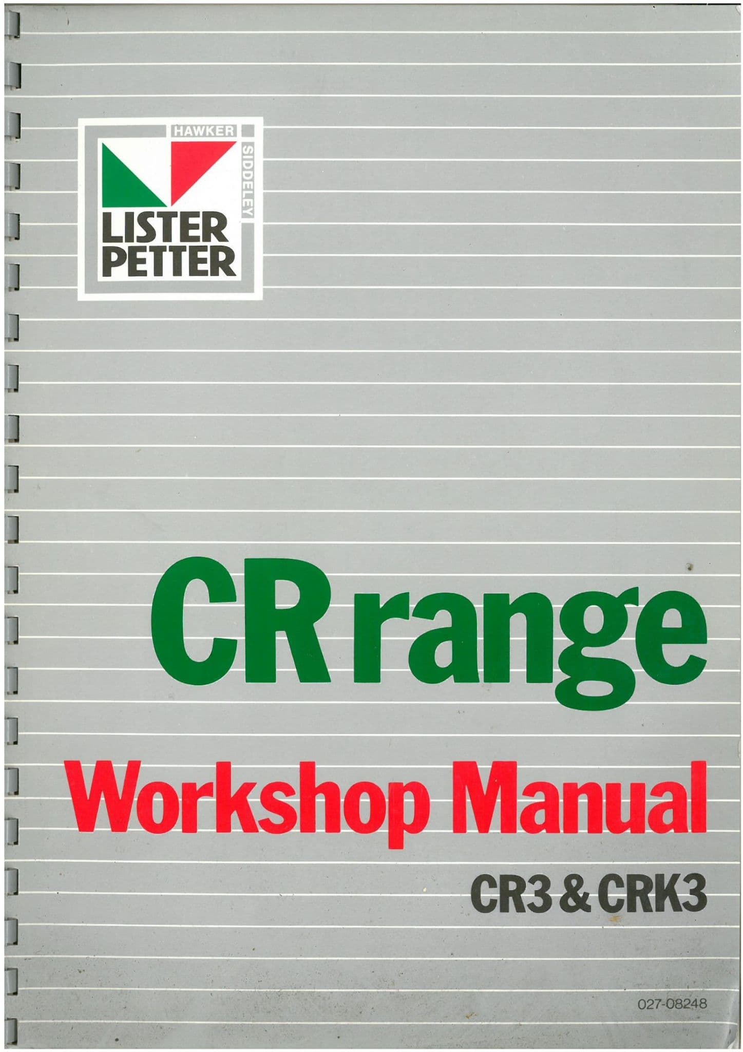 Lister Petter Engine CR Range - CR3 & CRK3 Workshop Service Manual