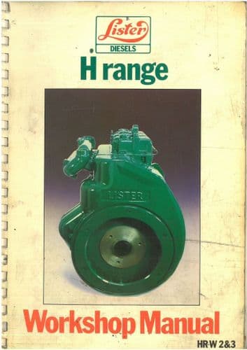 Lister Petter Engine H Range - HR2 HRW2 HR3 HRW3 Workshop Service Manual