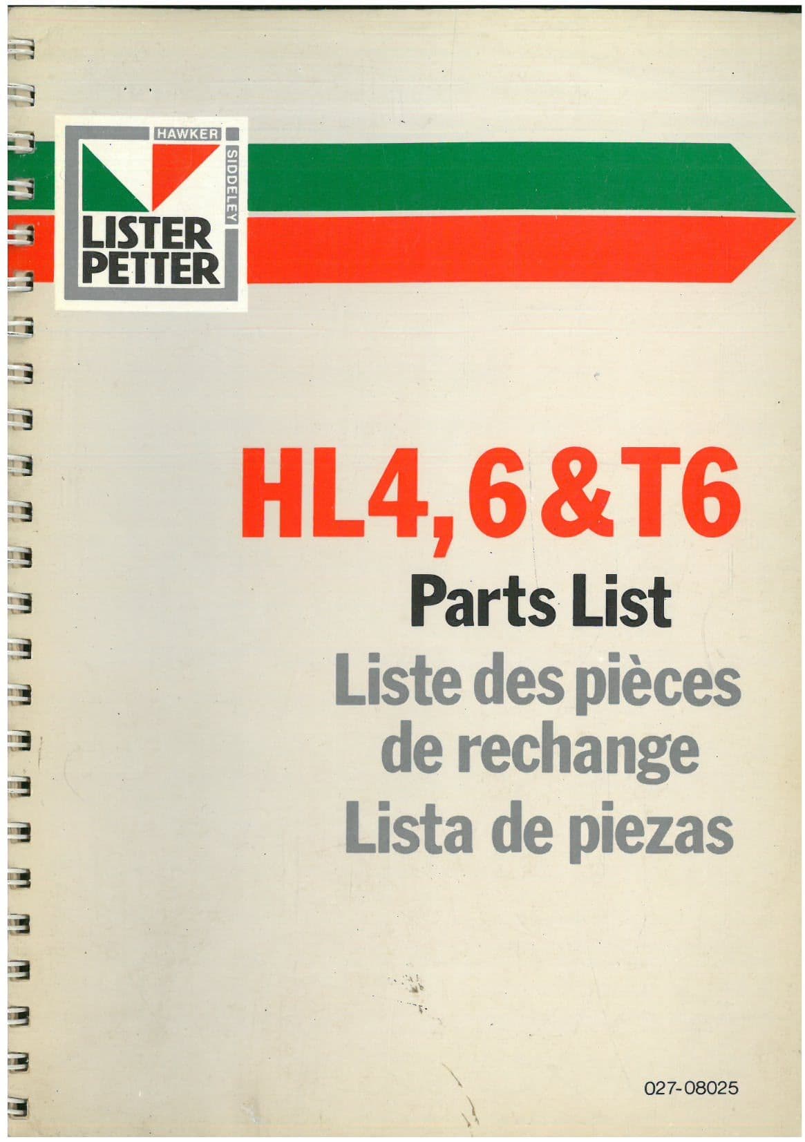 Lister Petter Engine HL4, HL6 & HLT6 Parts Manual