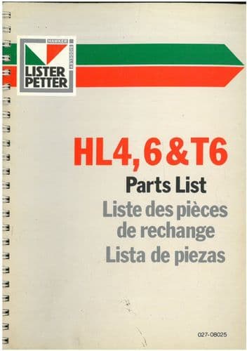 Lister Petter Engine HL4, HL6 & HLT6 Parts Manual