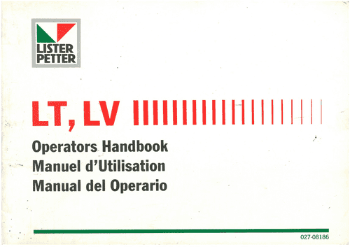 Lister Petter Engine LT & LV Operators Manual