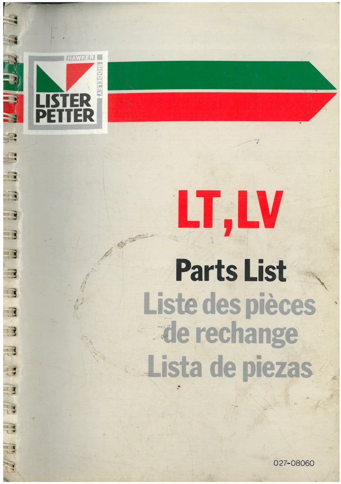 Lister Petter Engine LT & LV Parts Manual