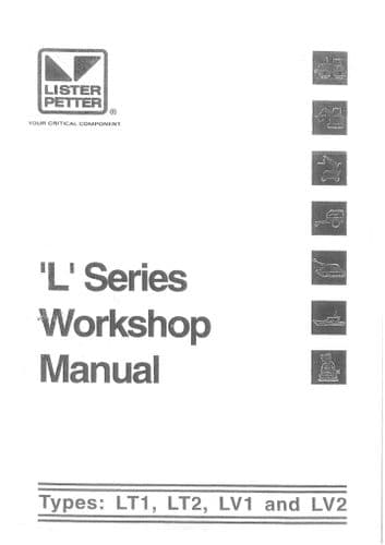 Lister Petter Engine LT1 LT2 LV1 LV2 Workshop Manual