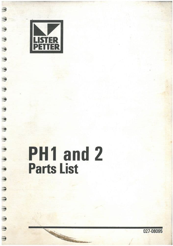 Lister Petter Engine PH1 & PH2 Parts ORIGINAL Manual