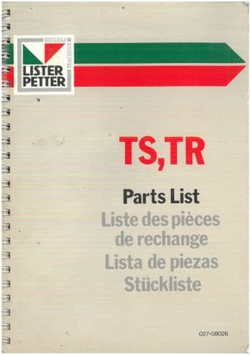 Lister Petter Engine TS1 TS2 TS3 TR1 TR2 TR3 Parts Manual - ORIGINAL