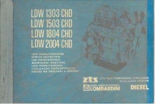 Lombardini Diesel Engine LDW 1303, 1503, 1804, 2004 CHD Operators Manual