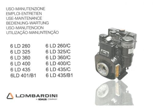 Lombardini Engine 6LD260 6LD325 6LD360 6LD400 6LD435 6LD401B1 Operators Manual