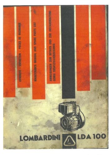 Lombardini Engine LDA100 Operators manual and Spare Parts list