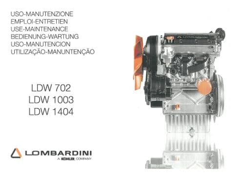 Lombardini Engine LDW702 LDW1003 LDW1404 Operators Manual