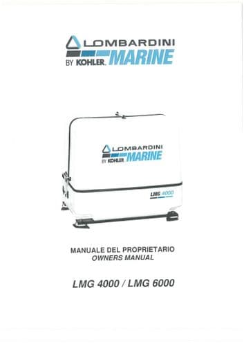 Lombardini Kohler Marine Engine LMG4000 LMG6000 Operators Manual