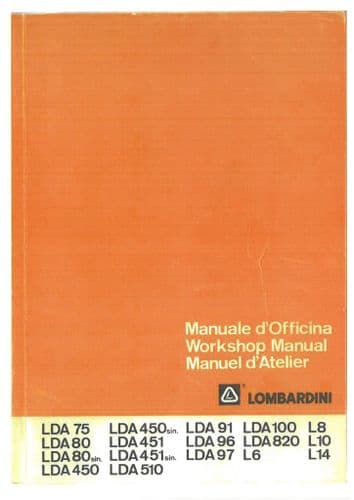 Lombardini Marine Engines LDA75 LDA80 LDA450 LDA451 LDA510 LDA91 LDA96 LDA97 Workshop Service Manual