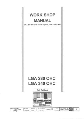 Lombardini Marine Engines LGA280OHC LGA340OHC Series Workshop Service Manual