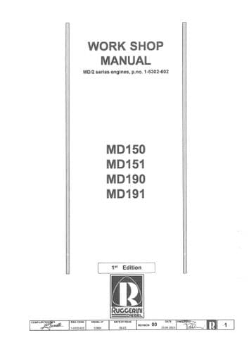 Lombardini Marine Engines MD150, MD151, MD190, MD191 Workshop Service Manual