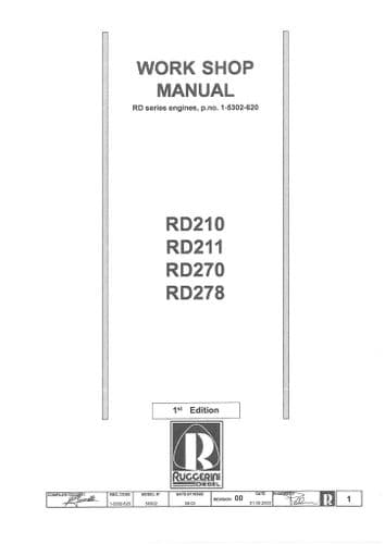 Lombardini Marine Engines RD210, RD211, RD270, RD278 Workshop Service Manual