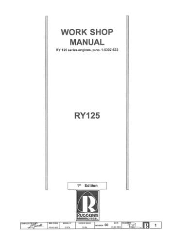 Lombardini Marine Engines RY 125 series engines Workshop Service Manual