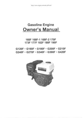 Loncin Gasoline Engine 160F 168F-1 168F-2 170F 173F 177F 182F 188F 190F Operators Manual