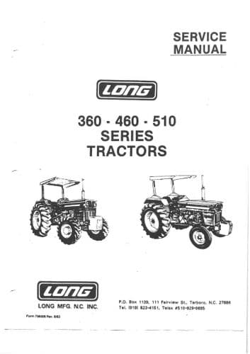 Long Tractor 360 460 510  Workshop Service Repair Manual
