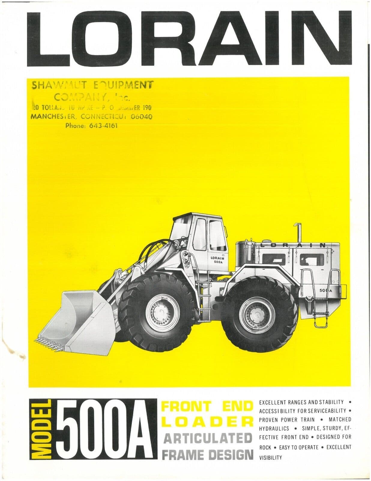 Lorain Front End Loader Model 500A Brochure