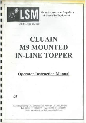 LSM Cluain M9 Mounted In Line Topper Operators Manual