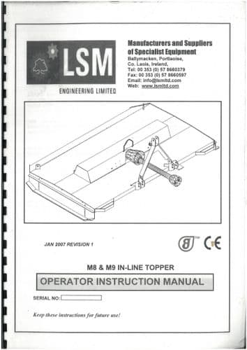 LSM In Line Topper  M8 M9 Operators Manual