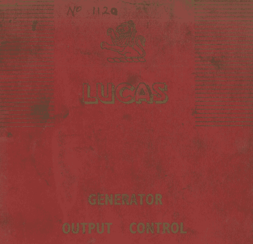 Lucas Generator Output Control Technical Service Manual