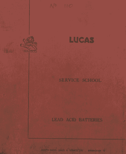 Lucas Lead Acid Batteries Service Manual
